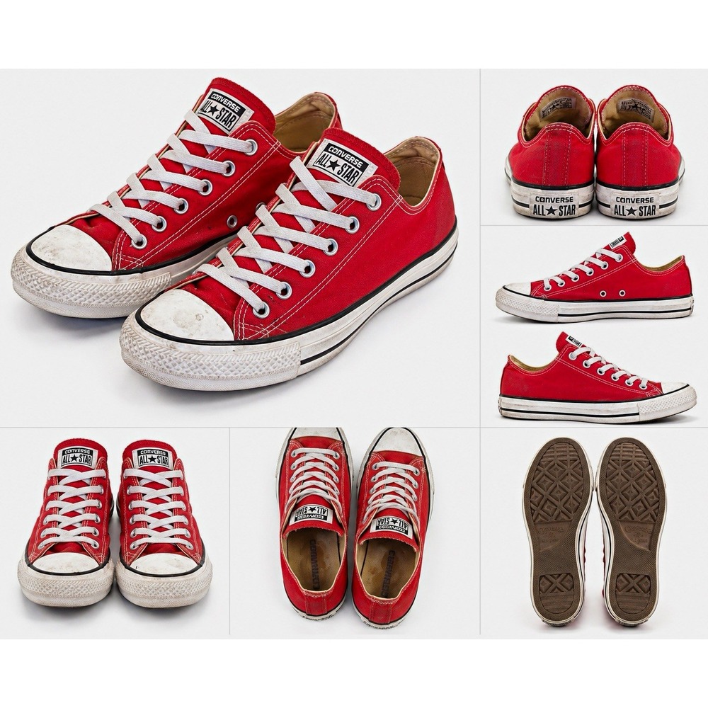 Converse Chuck Taylor All Star Low Top Red Lace-Up Sneakers M9696 Mens 6